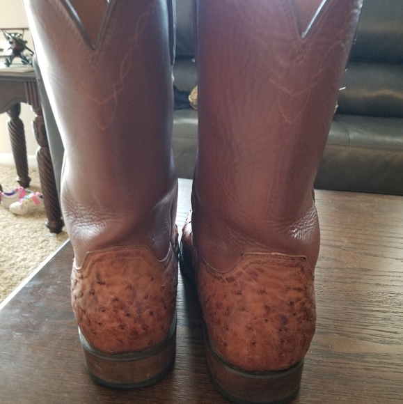 EUC Men\'s LUCCHESE OSTRICH QUILL LEATHER BOOTS
